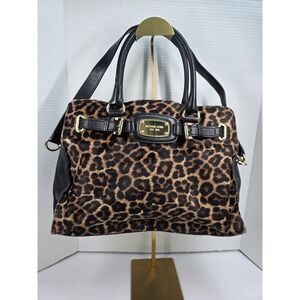 Michael Kors Hamilton Large Shoulder Bag Calf Hair And Leather Leopard Print